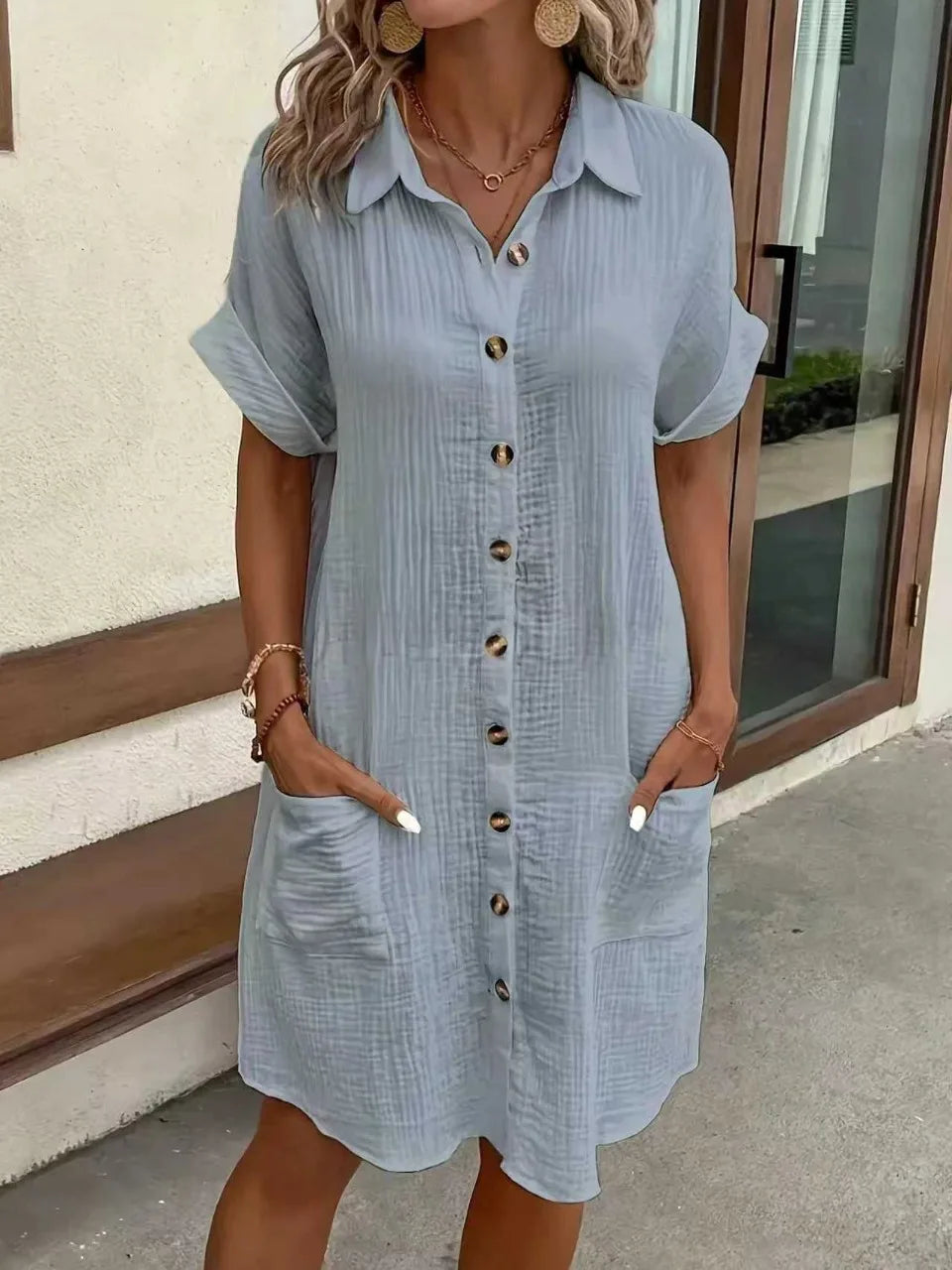 Fashion Casual Cotton Linen Style Dress Woman Short Sleeved Loose Dresses for Women Harajuku Long Shirts
