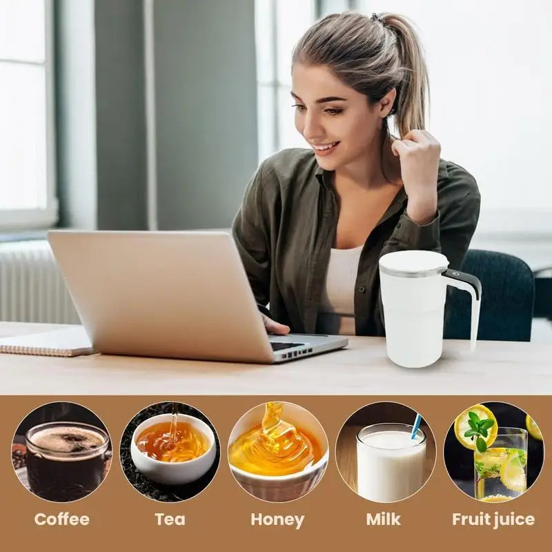 Electric Self-stirring Coffee Mug Magnetic Stirring Cup Rechargeable Automatic Mixing Cup w/LCD Thermometer