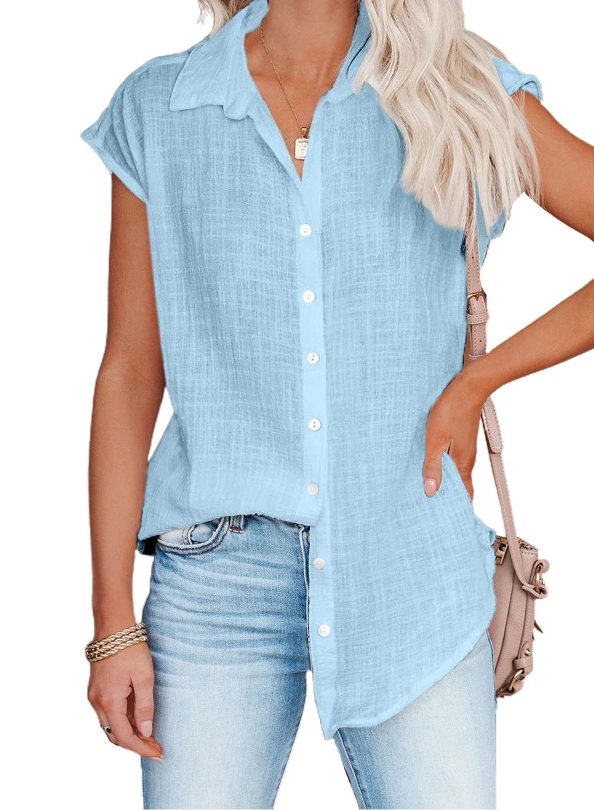 Cotton Linen Shirt Ladies Tops Tee Casual Thin Loose Woman T Shirt Summer Short Sleeve Solid T-Shirts Women Clothing Blouses