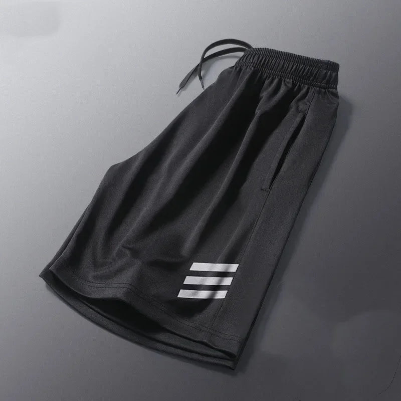 Running Shorts Men Striped Printing Loose Basketball Sport Gym Breathable Shorts Fitness Training Workout Bottom Male