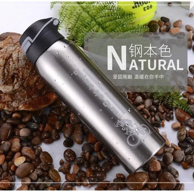 500ML Bicycle Water Bottle Vacuum Stainless Steel Cycling Water Bottle Double Walled Simple Thermo Mug Insulated With Straw