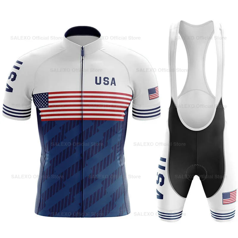 2026 USA Cycling Kit Men's Racing Team Cycling Jersey Set Summer MTB Maillot Bicycle Clothes Outdoor Equipment Cycling Clothing
