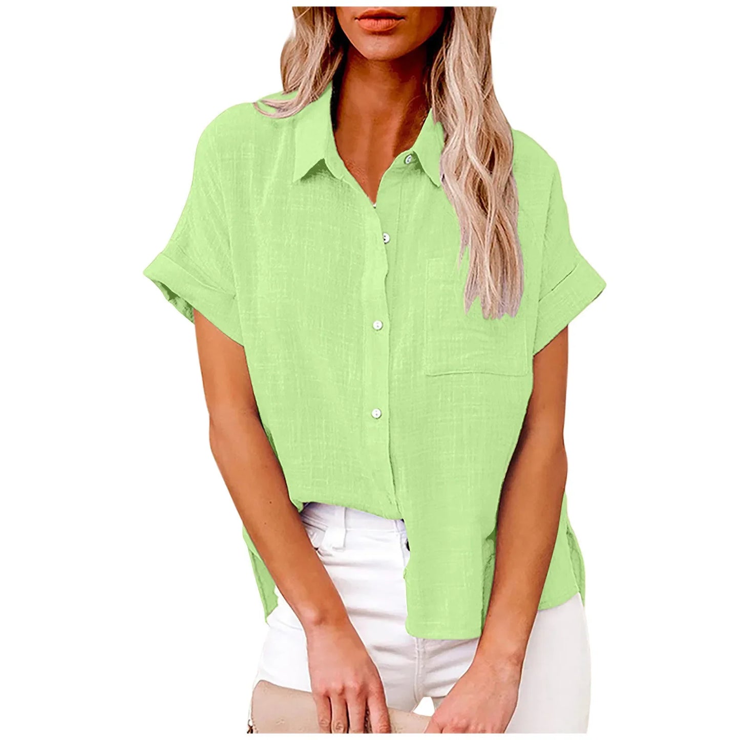 Short Sleeve Tops Tee Women Blouses Summer Loose Ladies T-Shirts Cotton Linen Blouse Woman Clothing Casual T Shirt