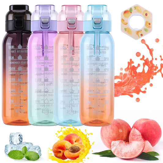1000ML Fragrance Smelling Water Bottle Portable Air Water Up Bottle Scent Straw Water Cup with Flavor Pod for Outdoor Sports