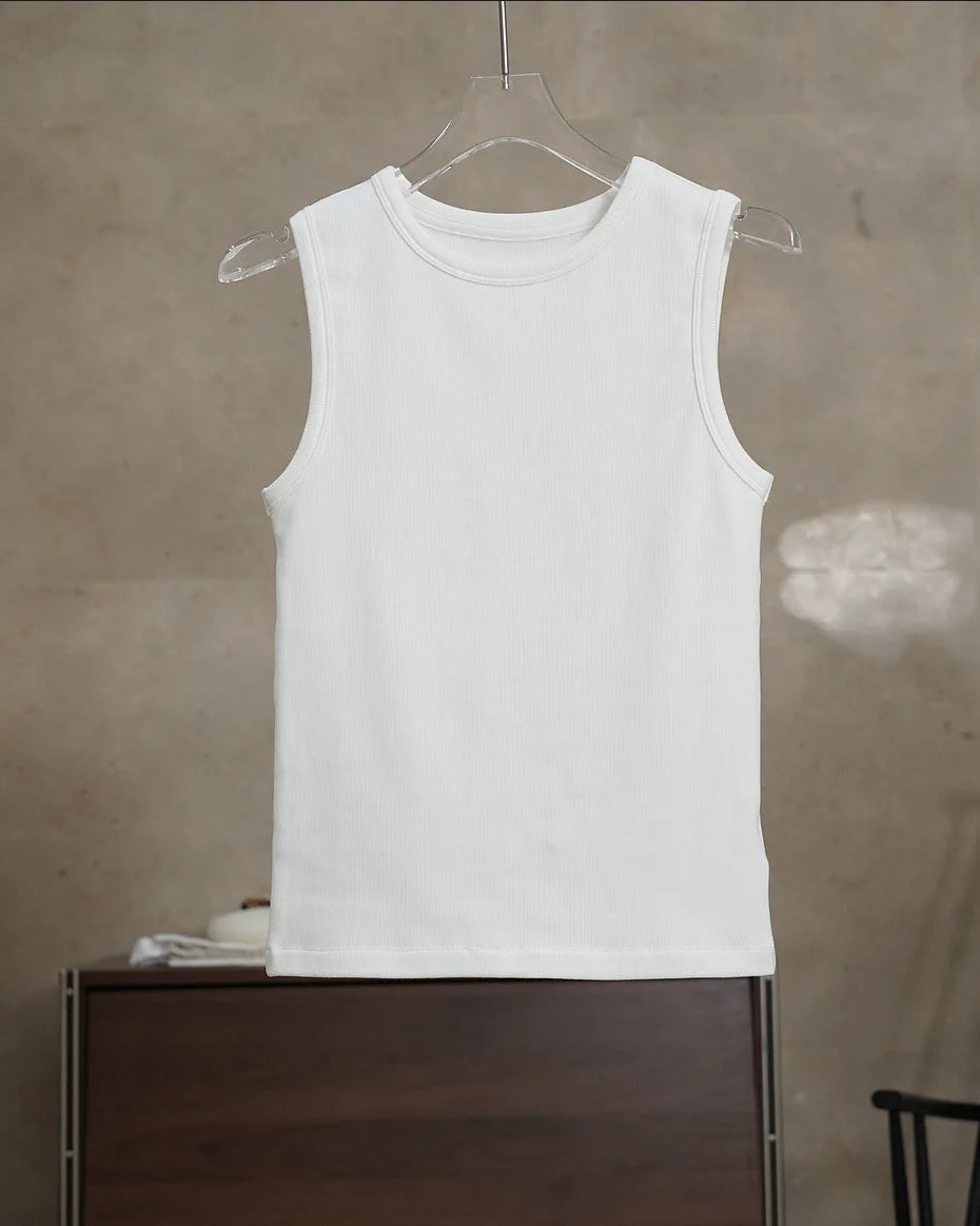 2026 Spring Simple Plush Feeling Tank Women Basic Sleeveless Top Female Black/White/Gray/Camel
