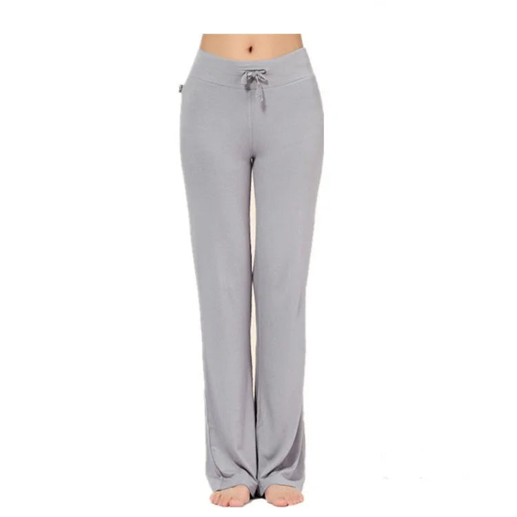 Women Leggings Wide Leg Flare Pants With Pockets Drawstring Sports Trousers High Waist Flared Yoga Leggings Fitness Running Jogg