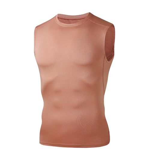 Men's Running Tank Top Summer Sleeveless Shirt Elastic Compression Tanktop Male Top Gym Fitness Singlets Training Sport Vest Men