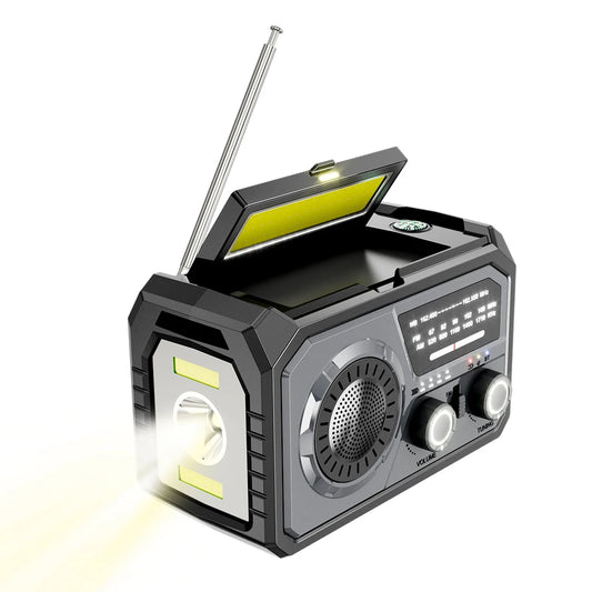 16000mAh AM/FM/WB NOAA Emergency Weather Radio Hand Crank/Solar/Type-C Charging LED Flashlight Reading Lamp Power Bank