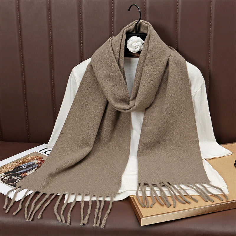 New Winer Warm Cashmere Scarf for Women Fashion Solid Thick Blanket Pashmina Shawl Wrap Female Bufanda Echarpe Foulard 2025