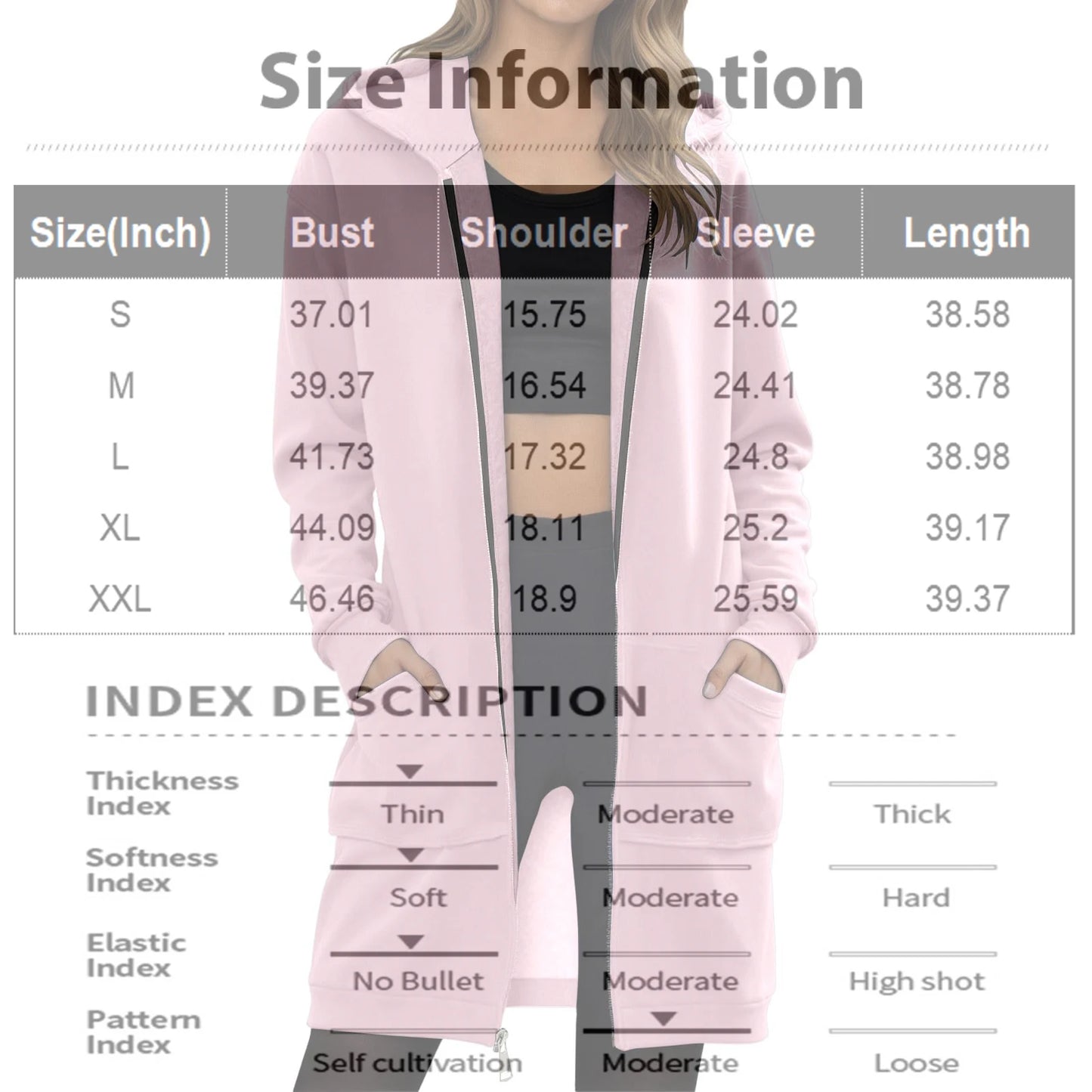 Women's Solid Color Zip Up Hoodies Oversized Long Cardigan Sweatshirts Casual Fashion Long Sleeve Fall Hoodie Coat