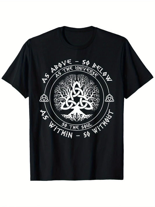 Celtic Tree of Life As Above So Below Spiritual Yoga T-Shirt Men T Shirt T Shirt for Men Harajuku Graphic T Shirts Men Clothing