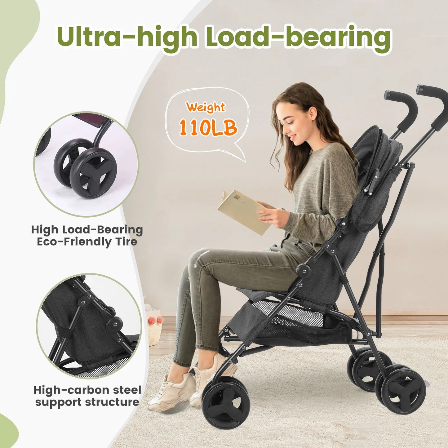 Children's Stroller Can Sit or Lie Down Lightweight Folding High Landscape Four-wheeled Pocket Stroller