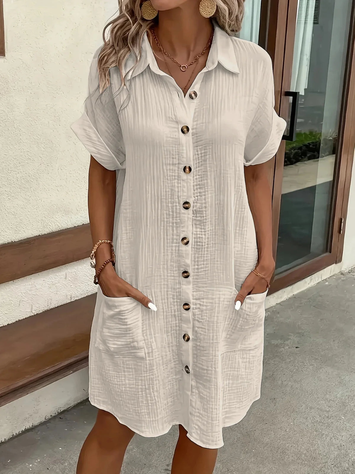 Fashion Casual Cotton Linen Style Dress Woman Short Sleeved Loose Dresses for Women Harajuku Long Shirts