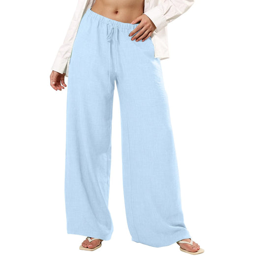 Womens Palazzo Pants Summer Casual Flowy Wide Leg Trousers Beach Travel Vacation Outfits Pantalones De Mujer Ropa De Mujer