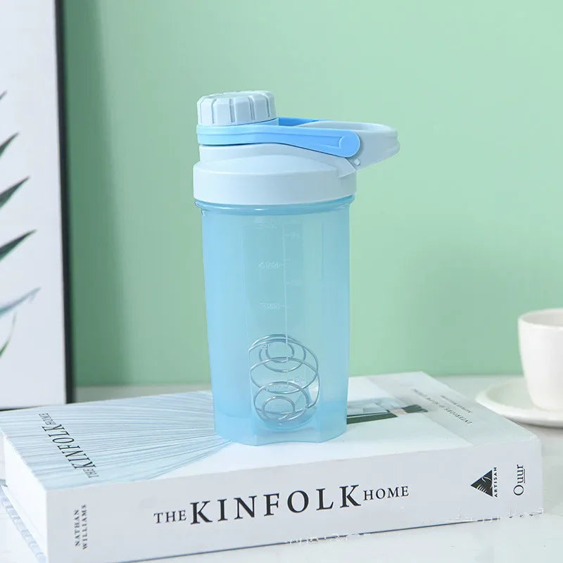 500ml Protable Shaker Bottle Whey Protein Powder Gym Sports Bottle with Stirring Ball Leak Proof Lid Travel Outdoor Water Bottle