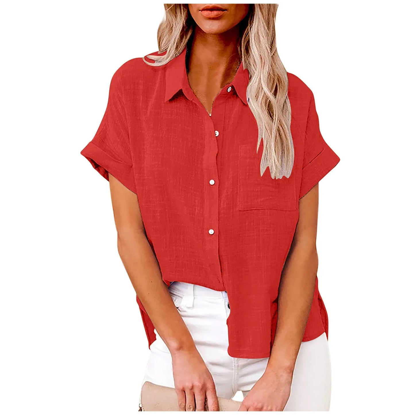 Short Sleeve Tops Tee Women Blouses Summer Loose Ladies T-Shirts Cotton Linen Blouse Woman Clothing Casual T Shirt