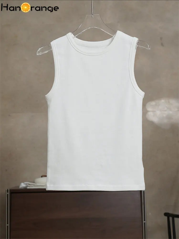 2026 Spring Simple Plush Feeling Tank Women Basic Sleeveless Top Female Black/White/Gray/Camel