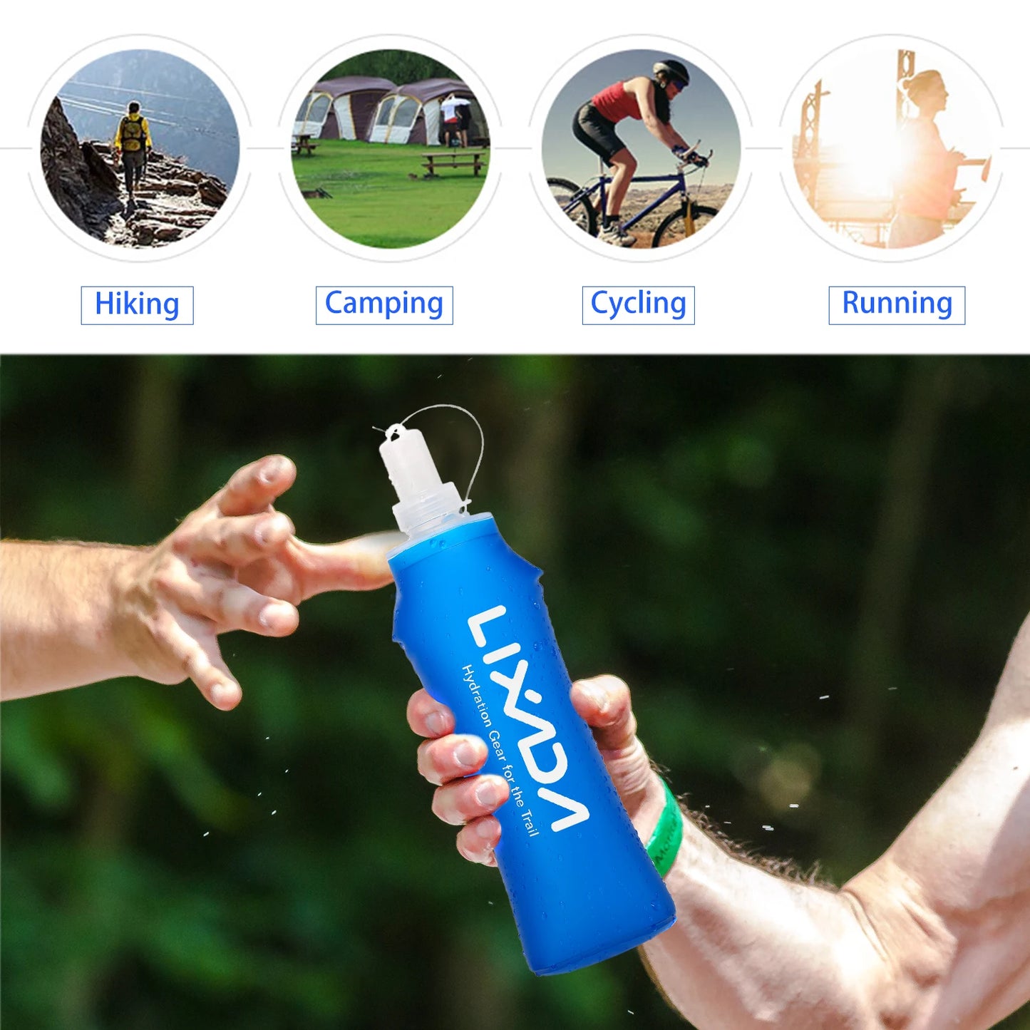 Lixada 1/2 Pcs 500mml 300ml Outdoor Sport Camping Running Sport Bicycle Soft Water Bottle Folding TPU Soft Flask Water Bag