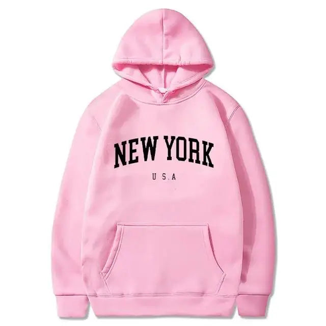 Men / Women New York U.S.A City Hoodies Fashion Letter Printed Graphic Sweatshirts Loose Casual Harajuku Hooded Pullover Sportwear