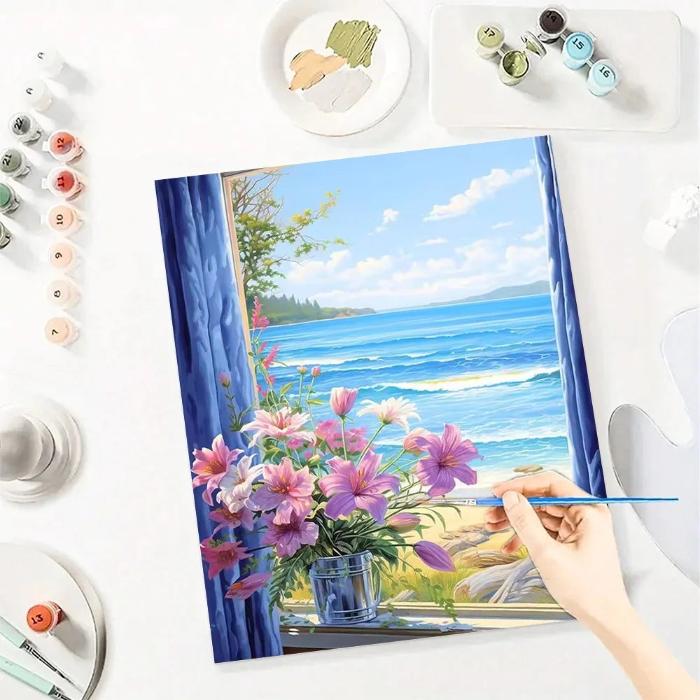 Flower Paint By Numbers For Adult Diy Art Landscape Craft Kit HandPainted On Canvas Home Decor Picture  Valentines Gift