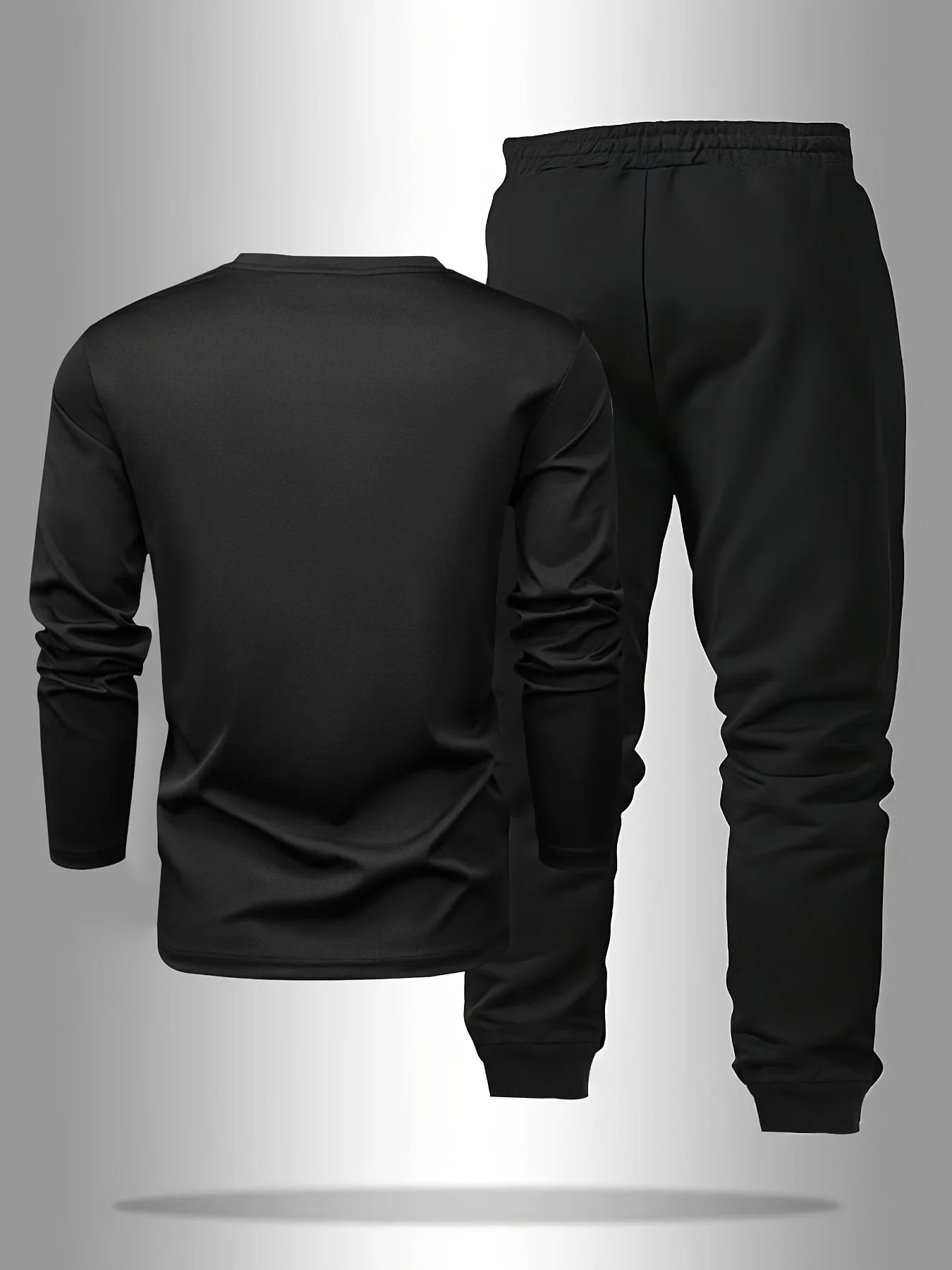 Men's Letter Print Sweatshirt & Drawstring Waist Sweatpants Two-piece Set, Casual Round Neck Long Sleeve Pullover & Pocket Jogge