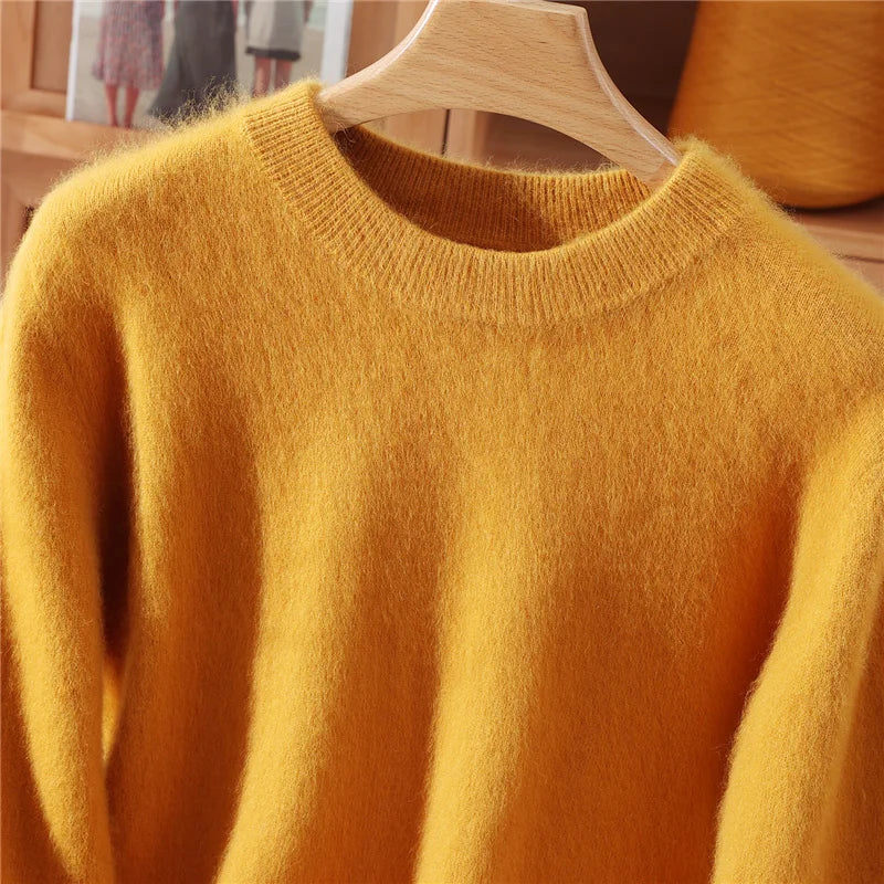 Autumn And Winter New Women's Semi-high-necked Mink Cashmere Sweater Wool Knitted Bottom Shirt