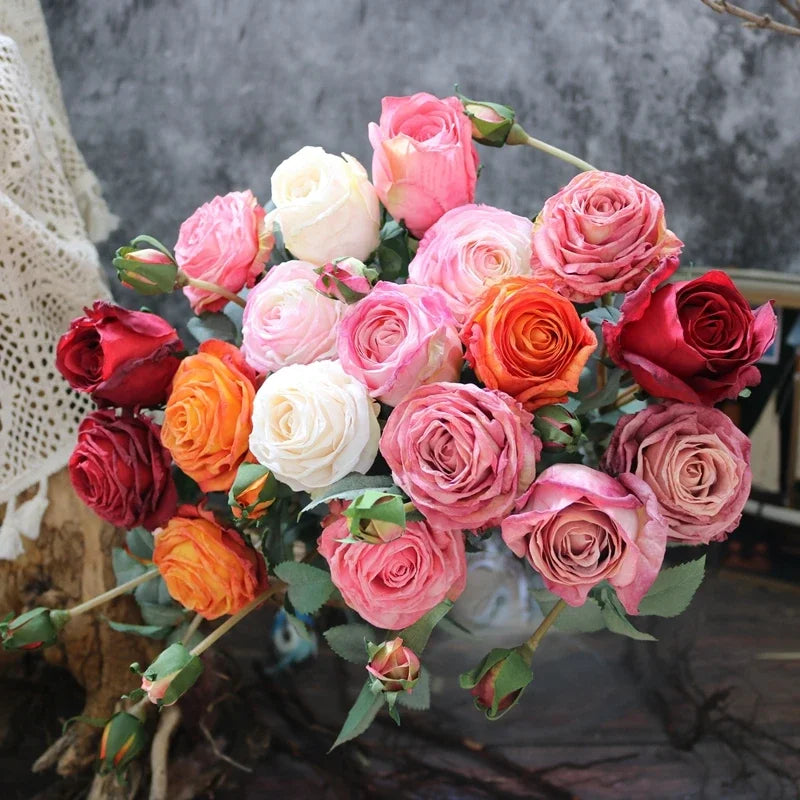 1PC Silk Rose Artificial Flowers Bouquet For Home Room Decor Fake Flowers Table Garden Wedding Decoration Valentine's Day Gi