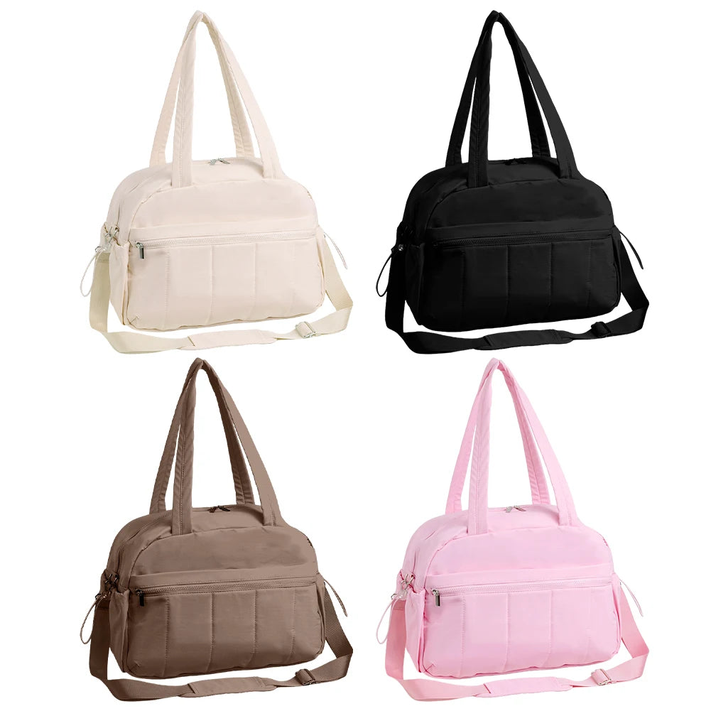 Quilted Puffer Gym Bag with Wet Pocket Carry on Bag Large Weekender Overnight Bag Gym Tote Bag Shoulder Bag for Women Travel