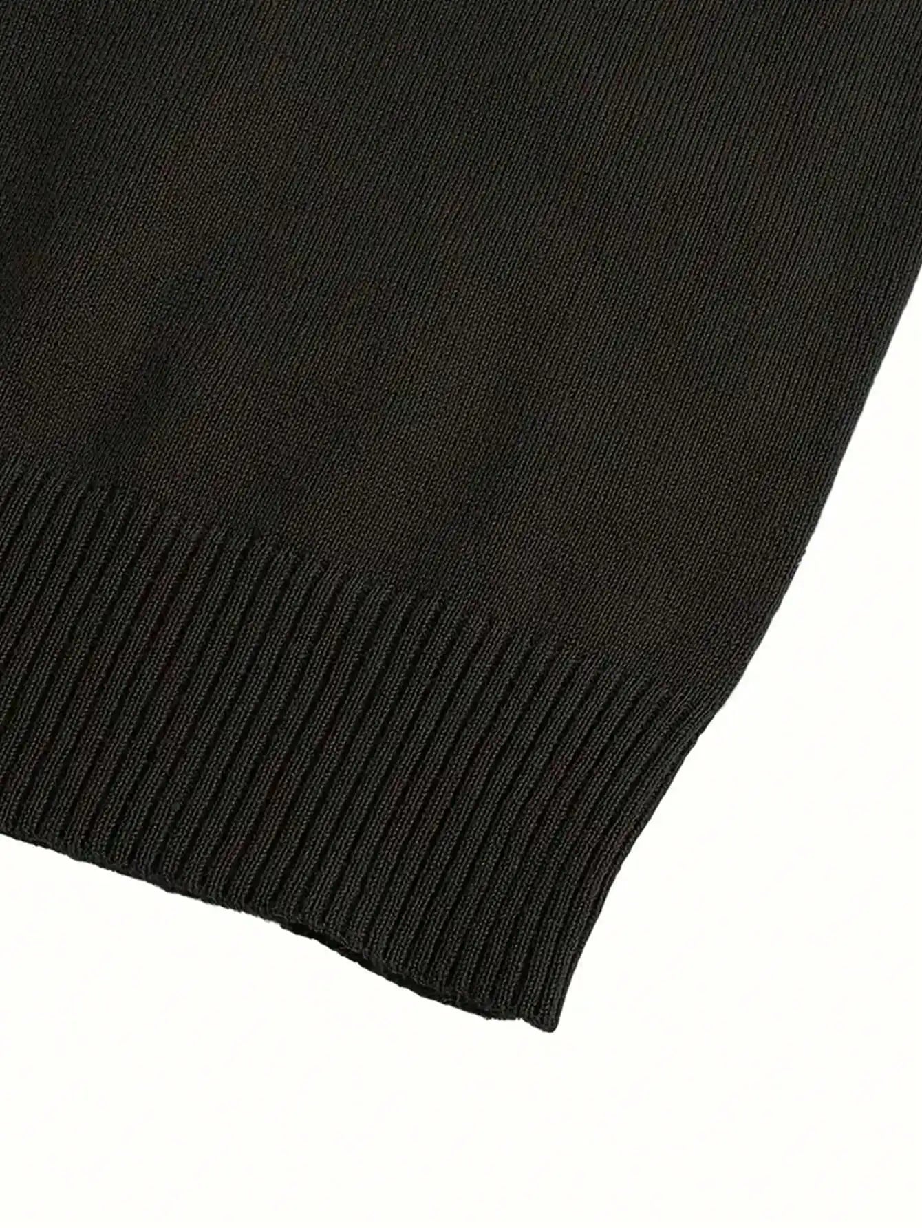 Men's Black Loose Fit Long Sleeve Turtleneck Sweater for Autumn Winter