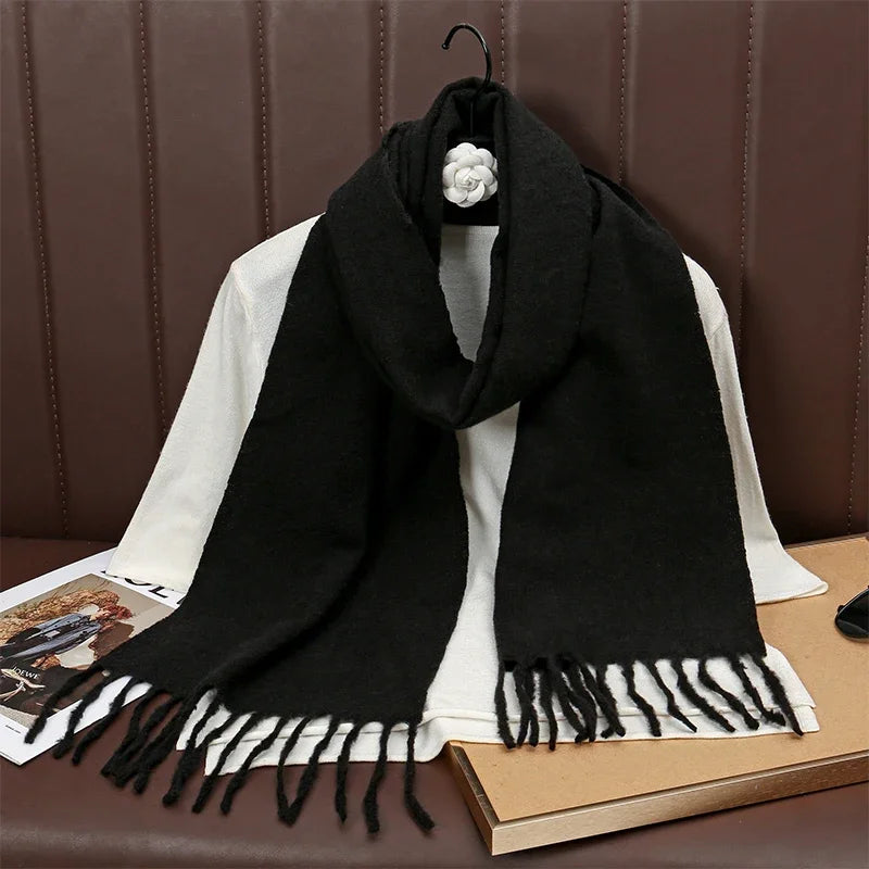 New Winer Warm Cashmere Scarf for Women Fashion Solid Thick Blanket Pashmina Shawl Wrap Female Bufanda Echarpe Foulard 2025