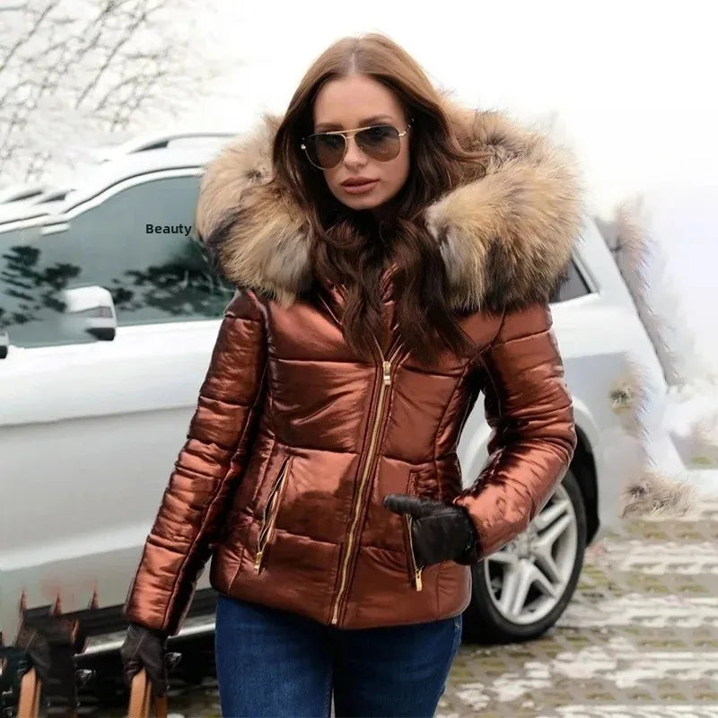 Winter Thickened Women's down Cotton Jacket Short Style Female Coat Long Sleeve Padded Cotton Outerwear Fashionable Ladies' Park