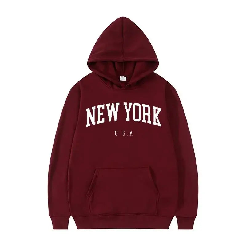 Men / Women New York U.S.A City Hoodies Fashion Letter Printed Graphic Sweatshirts Loose Casual Harajuku Hooded Pullover Sportwear