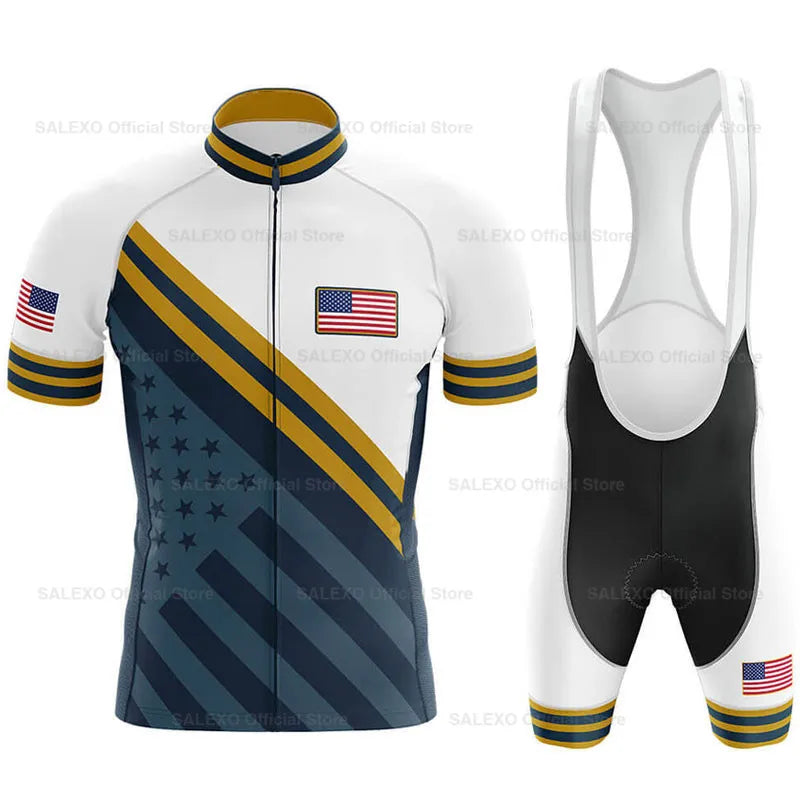 2026 USA Cycling Kit Men's Racing Team Cycling Jersey Set Summer MTB Maillot Bicycle Clothes Outdoor Equipment Cycling Clothing