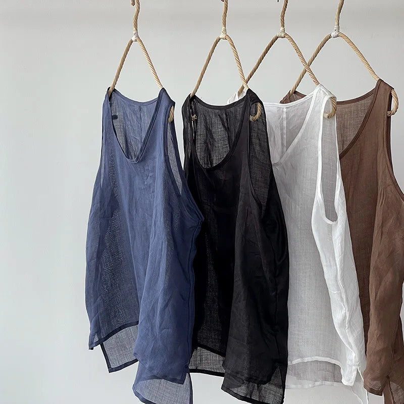 Thin Women Camisole 2026 Hot Summer Black White Sleeveless Basic Cool Tops Fashion Lady Short Blouse Female