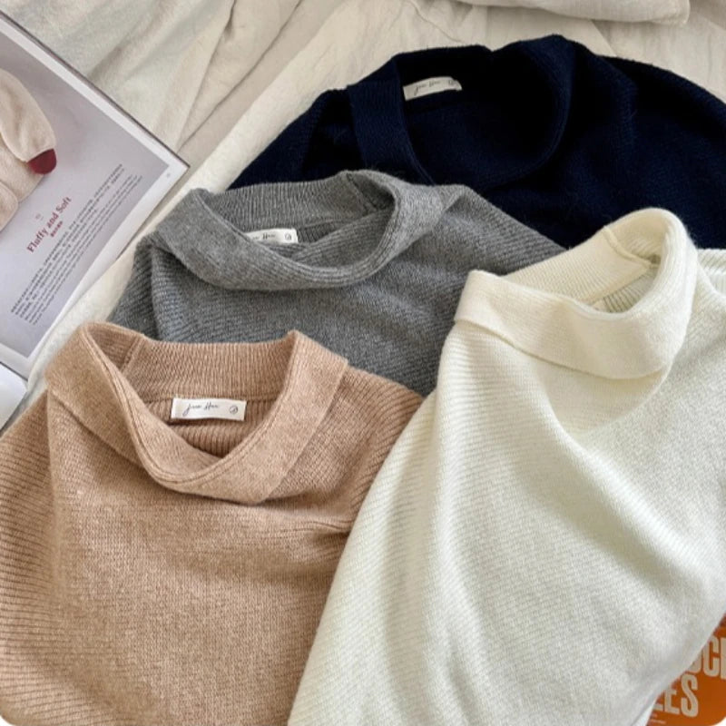 Trendy Autumn Winter Advanced Slouchy Neck Soft Warm Jumper Fashion Knitted Women's Pullover Women Batwing Sleeve Loose Sweater