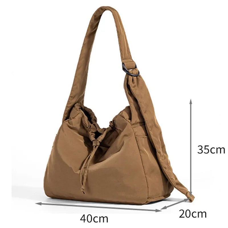 New Elegant Autumn Winter Women Tote Bag Large Solid Color Soft Drawstring Crossbody Bag Commuting Shopping Travel Shoulder Bags