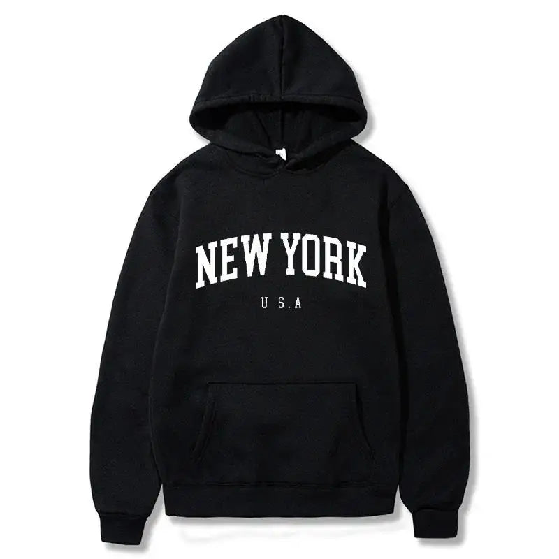 Men / Women New York U.S.A City Hoodies Fashion Letter Printed Graphic Sweatshirts Loose Casual Harajuku Hooded Pullover Sportwear