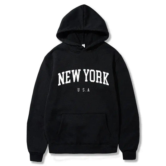 Men / Women New York U.S.A City Hoodies Fashion Letter Printed Graphic Sweatshirts Loose Casual Harajuku Hooded Pullover Sportwear