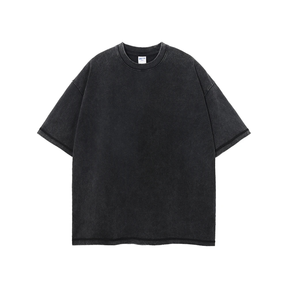 New Summer Batik Washed T-Shirts For Men Unisex Retro Loose High Street 275gsm Cotton T Shirt Brand Design HY0594