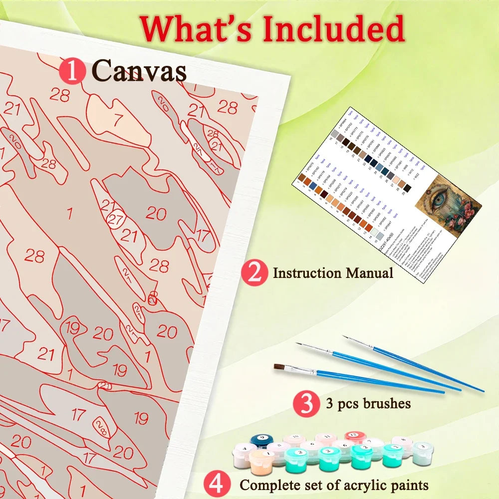 Eye Diy Art Paint By Numbers For Adult Flower Craft Kit HandPainted On Canvas Valentines Gift Home Decor