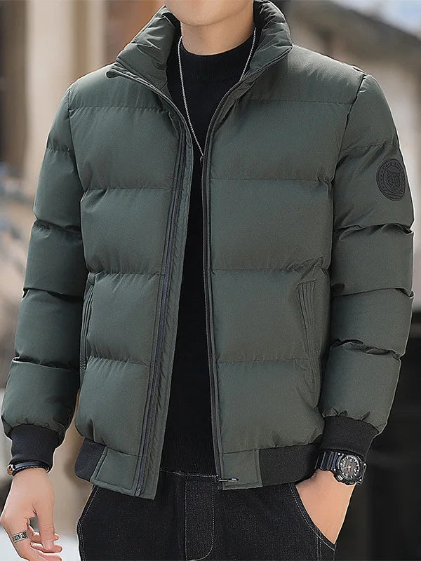 This Casual Long Sleeve Jacket Coat Pure Color Fashion Urban Stand Fit Thinned Cotton Jacket for Men
