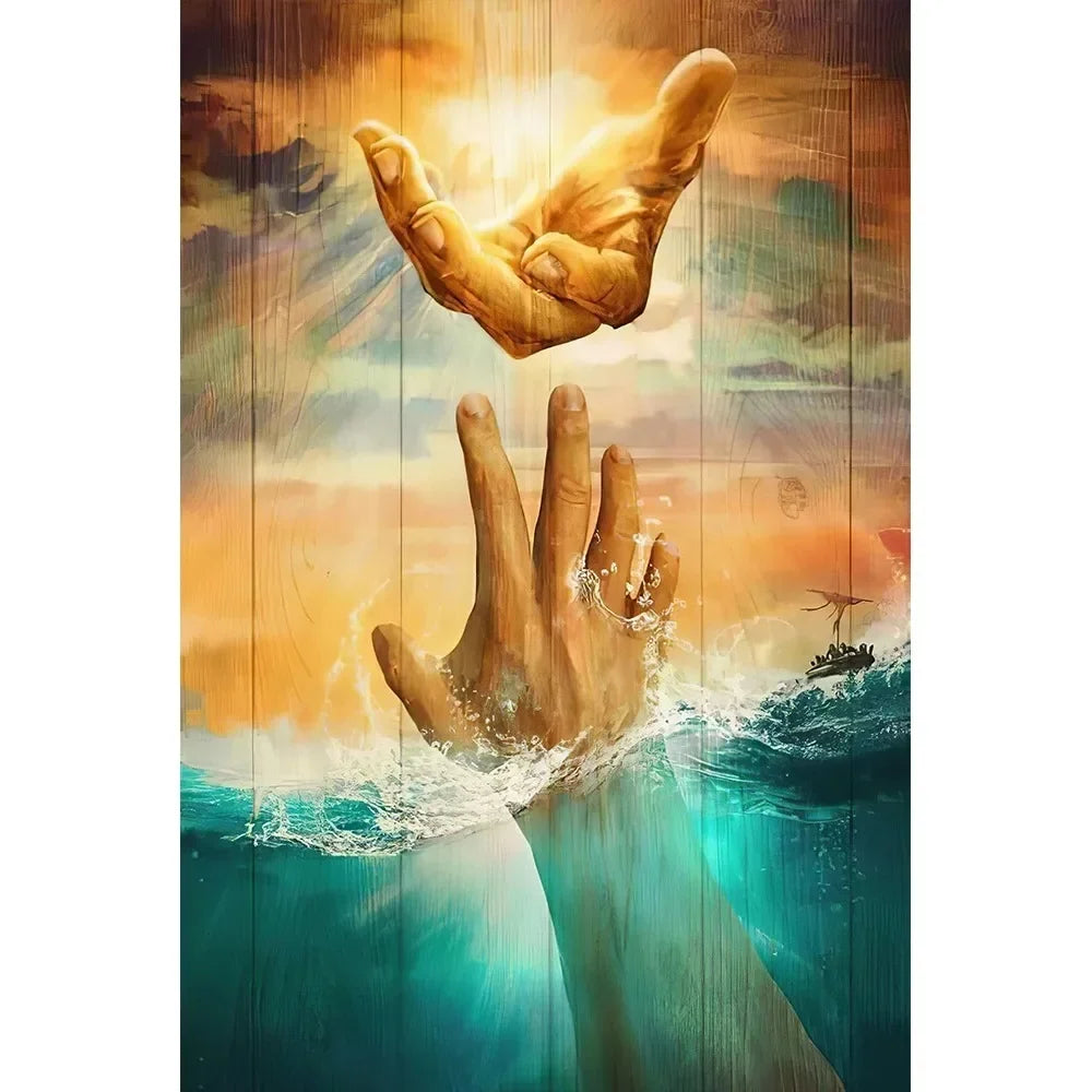 Canvas Painting Jesus The Hand of God Posters Christian Jesus Give Me Your Hand Wall Art Pictures Prints Home Decor Cuadros