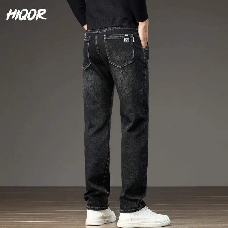 Men's Casual Long Jeans Classic Man Straight Denim Wide-leg Pants Solid Baggy Trousers Fashion Business Jean