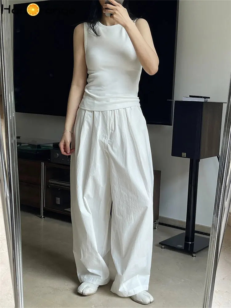 2026 Spring Simple Plush Feeling Tank Women Basic Sleeveless Top Female Black/White/Gray/Camel