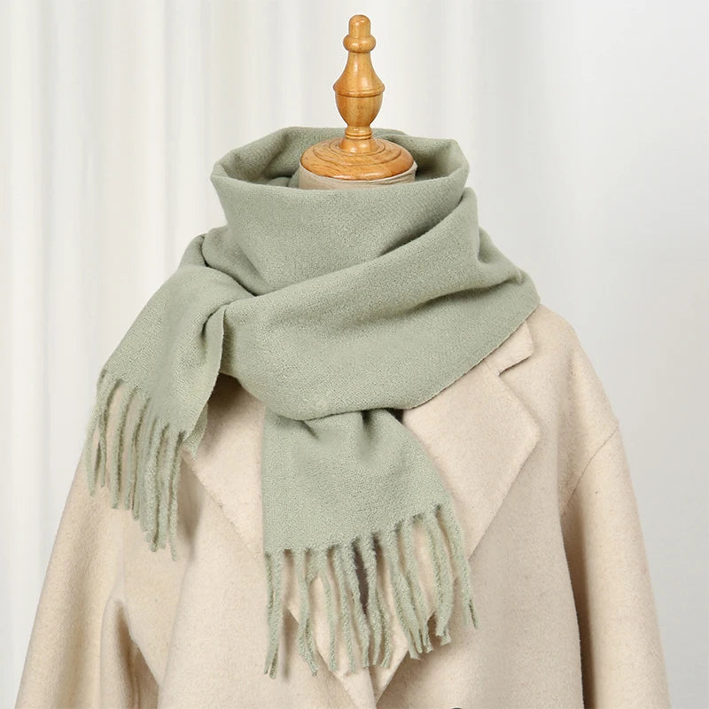 New Winer Warm Cashmere Scarf for Women Fashion Solid Thick Blanket Pashmina Shawl Wrap Female Bufanda Echarpe Foulard 2025