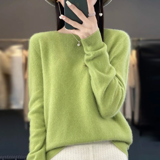 Fall/winter 2026 new cashmere sweater women's sweater 100% merino wool fashion O-neck Spring/Autumn warm pullover