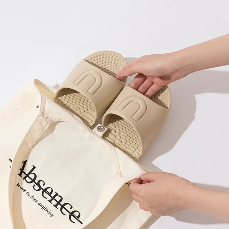 Travel Must Have Simple Non-slip Silent Slippers Summer Bathroom Hotel Anti-slip Eva Anti-odor Foldable Slippers for Women