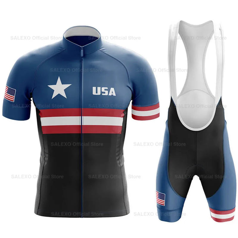 2026 USA Cycling Kit Men's Racing Team Cycling Jersey Set Summer MTB Maillot Bicycle Clothes Outdoor Equipment Cycling Clothing