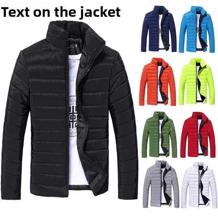 Loose Fit Short Hooded Cotton Jacket Thin Winter Coat for Men Casual Style Zipper Closure Solid Color Youth Fashion Urban Wear