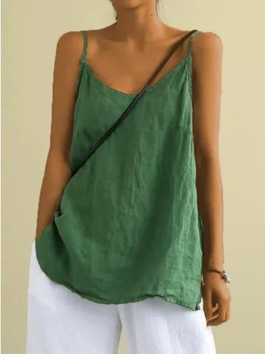 Women's Summer Thin Cotton Linen Style Camisole Fashion Sling Tops T-shirt Women Clothing Casual Tank Top Streetwear